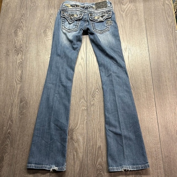 Miss Me Denim - Miss Me Bootcut Jeans Size 24 Sequin Embellished Vintage Y2K Medium Wash Denim